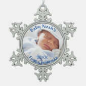 Baby's eerste kerstblauw Ornament (Voorkant)