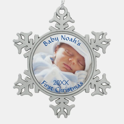 Baby's eerste kerstblauw Ornament (Voorkant)