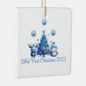 Baby's eerste kerstblauw Ornament (Rechts)