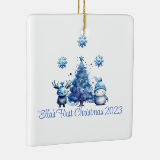 Baby's eerste kerstblauw Ornament (Rechts)