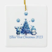 Baby's eerste kerstblauw Ornament (Voorkant)