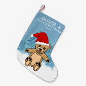 Baby's eerste kerstblauw Teddy Bear Sant Pet Kleine Kerstsok (Voorkant (Hangend))