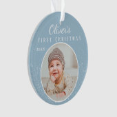 Baby's eerste kerstblauwe baby foto ornament (voorkant)