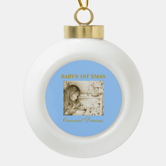 Baby's eerste kerstblauwe keramisch sieraadje keramische bal ornament (Voorkant)