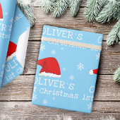 Baby's eerste kerstblauwe kerstblauwe kerstkerstke cadeaupapier