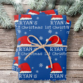 Baby's eerste kerstblauwe kerstblauwe kerstkerstke inpakpapier vel