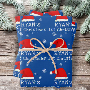 Baby's eerste kerstblauwe kerstblauwe kerstkerstke inpakpapier vel