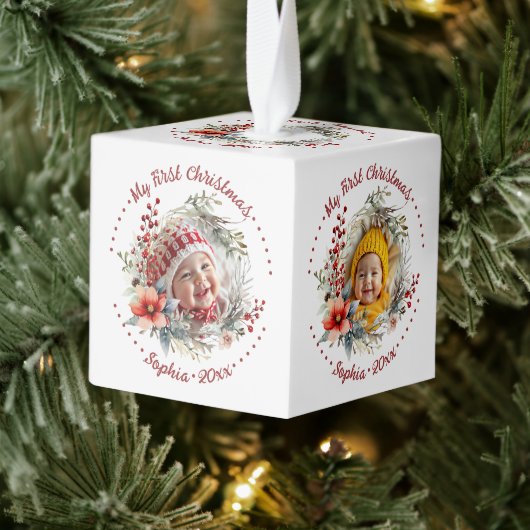 Baby's eerste kerstbloemen, bessen foto decoratie (Boom)