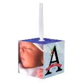 Baby's eerste kerstblokversiering kubus ornament (Achter hoekig)
