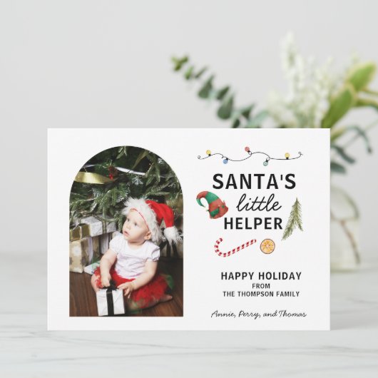 Baby's Eerste Kerstboog Lijst Schattige Feestdagenkaart (Staand voorkant)