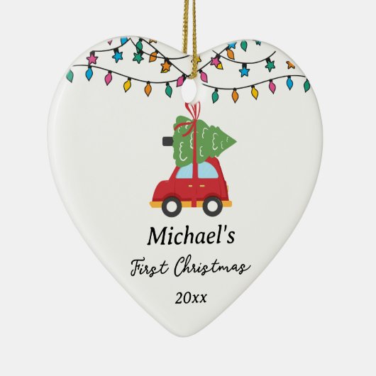 Baby's eerste kerstboom aangepaste naam keramisch ornament (Rechts)