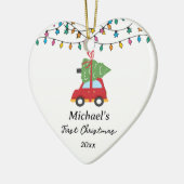 Baby's eerste kerstboom aangepaste naam keramisch ornament (Links)