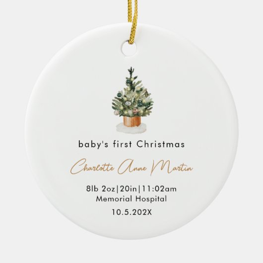 Baby's eerste kerstboom geboorte start foto keramisch ornament (Voorkant)