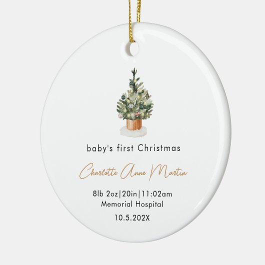 Baby's eerste kerstboom geboorte start foto keramisch ornament (Links)