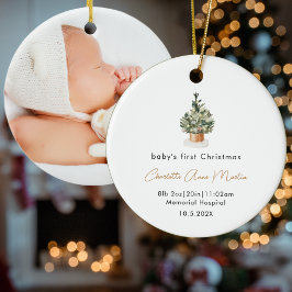 Baby's eerste kerstboom geboorte start foto keramisch ornament
