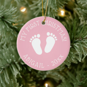 Baby's eerste kerstboom schattige voetafdrukken keramisch ornament