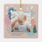 Baby's eerste kerstboomfoto Foto Keramisch Ornament (Achterkant)