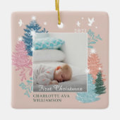 Baby's eerste kerstboomfoto Foto Keramisch Ornament (Voorkant)