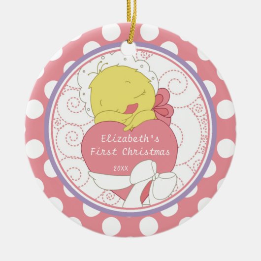 Baby's eerste kerstboomgaard Edeloze Duck Keramisch Ornament (Voorkant)