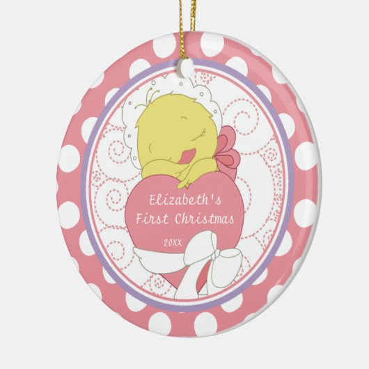 Baby's eerste kerstboomgaard Edeloze Duck Keramisch Ornament (Links)
