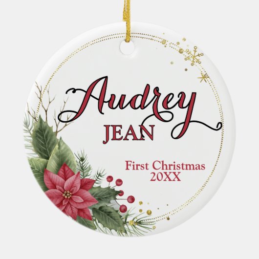 Baby's eerste kerstboomOrnament Keramisch Ornament (Achterkant)