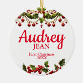 Baby's eerste kerstboomOrnament Keramisch Ornament (Voorkant)