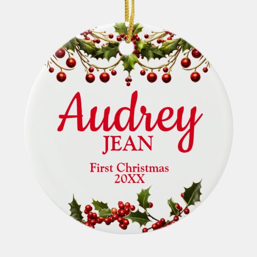 Baby's eerste kerstboomOrnament Keramisch Ornament (Voorkant)