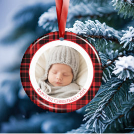 Baby's eerste kerstboomversiering 2025 met foto ornament