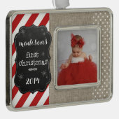 Baby's eerste kerstboomversiering verzilverd omlijst ornament (Rechts)