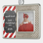 Baby's eerste kerstboomversiering verzilverd omlijst ornament (Links)