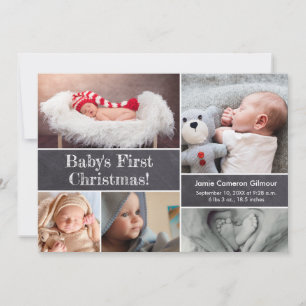 Baby's eerste kerstbord Foto collage Kaart