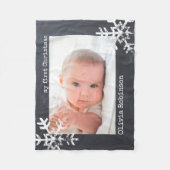 Baby's eerste kerstbord Foto Snowflake Fleece Deken (Voorkant)