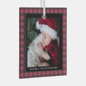 Baby's eerste kerstbufferfoto glas ornament (Voorkant Rechts)