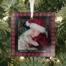 Baby's eerste kerstbufferfoto