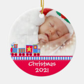 Baby's eerste kerstcadeau Choo-trein Keramisch Ornament (Voorkant)