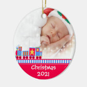Baby's eerste kerstcadeau Choo-trein Keramisch Ornament (Links)
