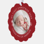 Baby's eerste kerstcadeau foto ornament kaart (Links)