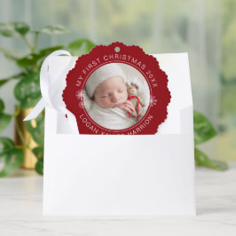 Baby's eerste kerstcadeau foto ornament kaart