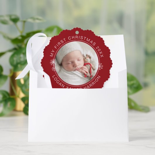 Baby's eerste kerstcadeau foto ornament kaart (Envelop)