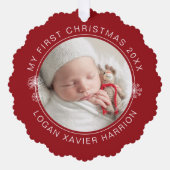 Baby's eerste kerstcadeau foto ornament kaart (Voorkant)