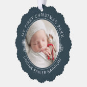 Baby's eerste kerstcadeau foto ornament kaart (Links)