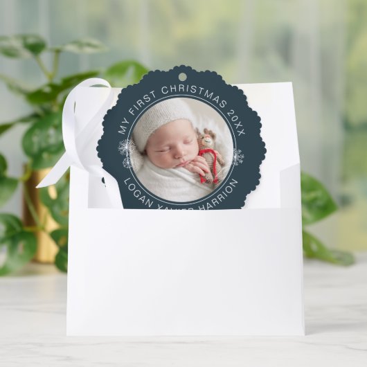 Baby's eerste kerstcadeau foto ornament kaart (Envelop)