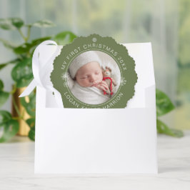 Baby's eerste kerstcadeau foto ornament kaart