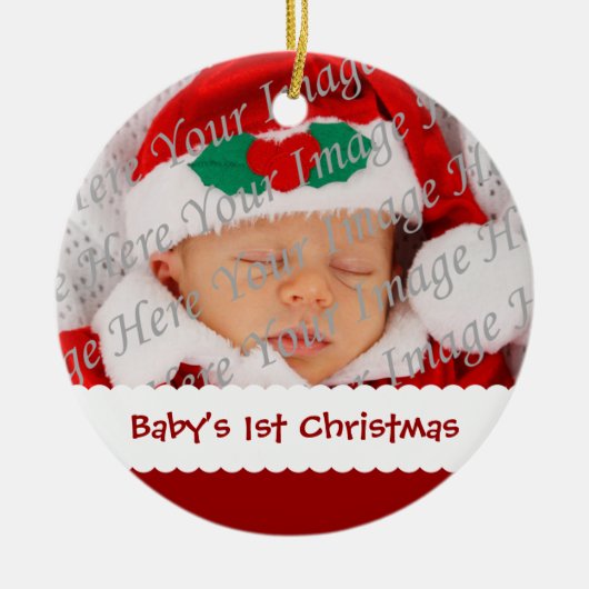 Baby's eerste kerstcadeau fotoversiering keramisch ornament (Voorkant)