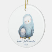 Baby's eerste kerstcadeau Snowy Owl mama baby Keramisch Ornament (Links)