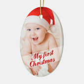 Baby's eerste kerstcadeaufoto keramisch ornament (Links)