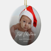 Baby's eerste kerstcadeaufotoscript keramisch ornament (Rechts)