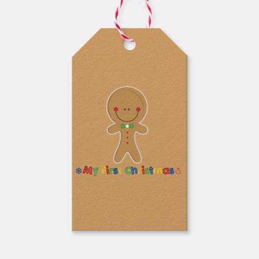 Babys eerste kerstcadeaujongen cadeaulabel (Voorkant)