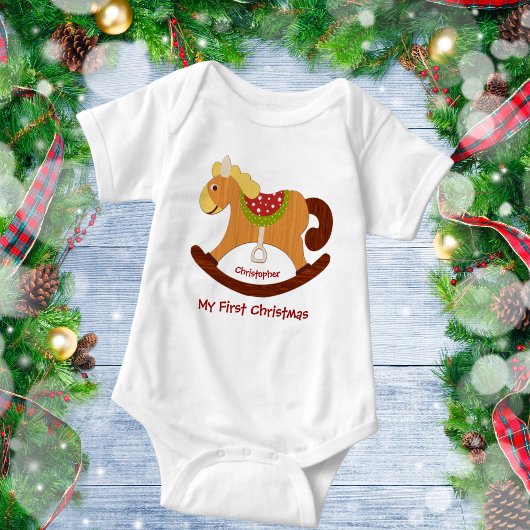 Baby's eerste kerstcadeaupaard romper