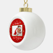 Baby's eerste kerstcadeautje Foto rood hart Keramische Bal Ornament (Rechts)